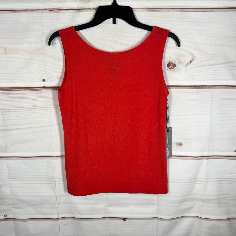 Chico's Travelers Women 0P PS Red Solid Sleeveless Tank Top Scoop Neck Knit